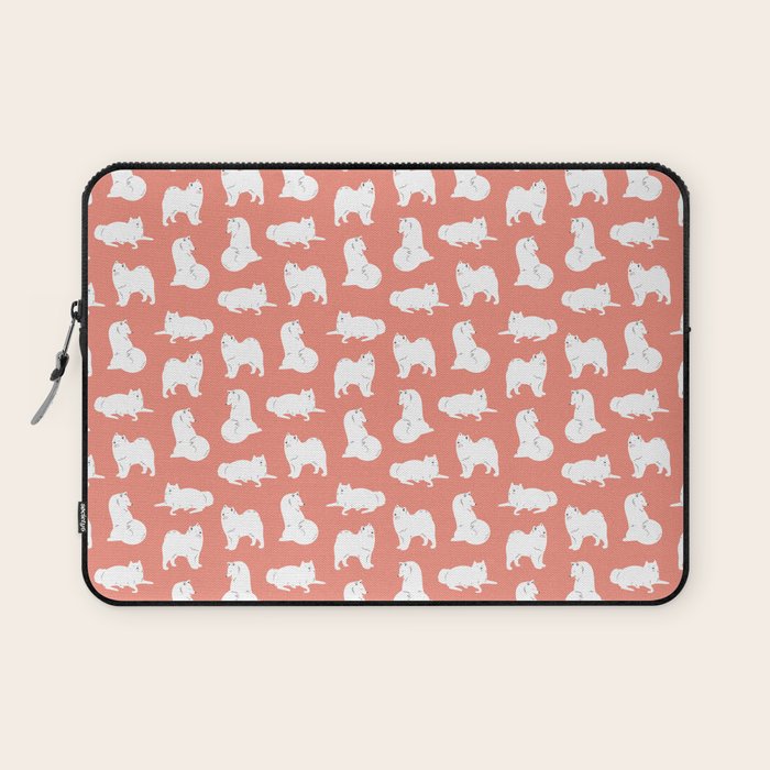 Samoyed Print in Coral Laptop Sleeve Gallery Image 1