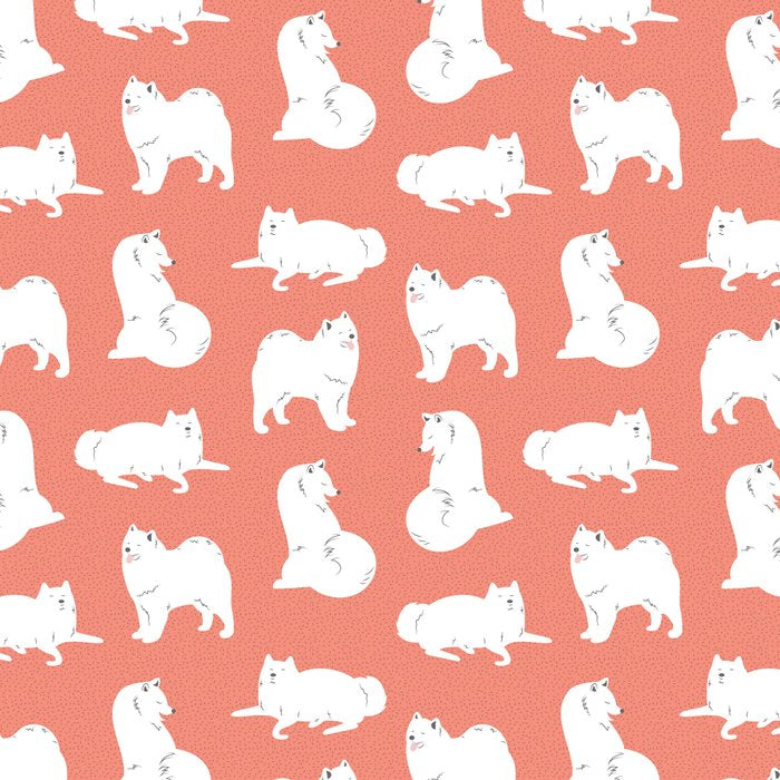 Samoyed Print in Coral Coffee Mug Gallery Image 2