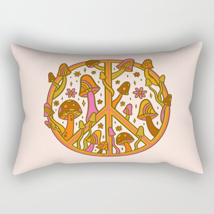 Mushroom Peace Sign Rectangular Pillow Gallery Image 2