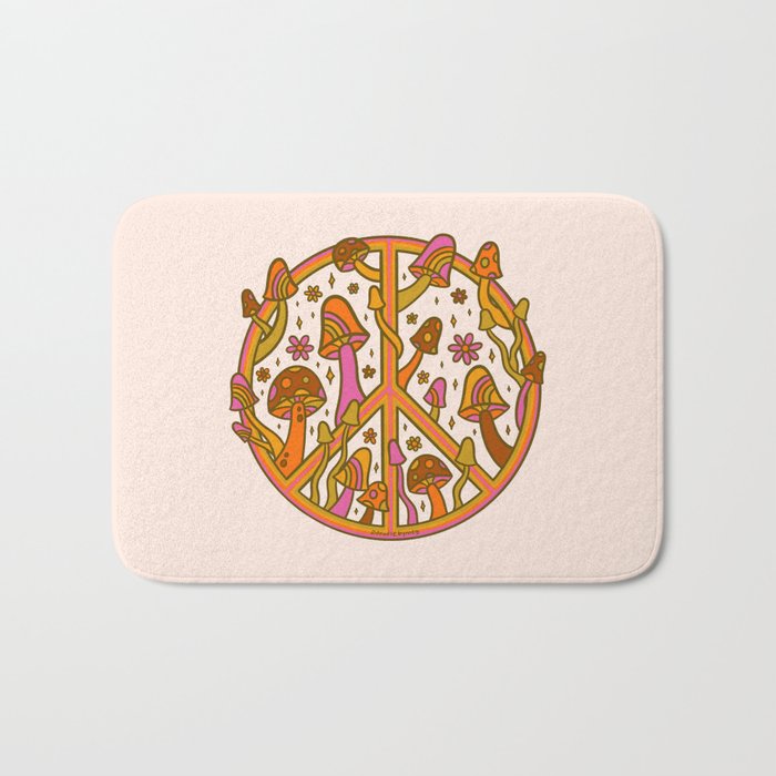 Mushroom Peace Sign Bath Mat Gallery Image 1