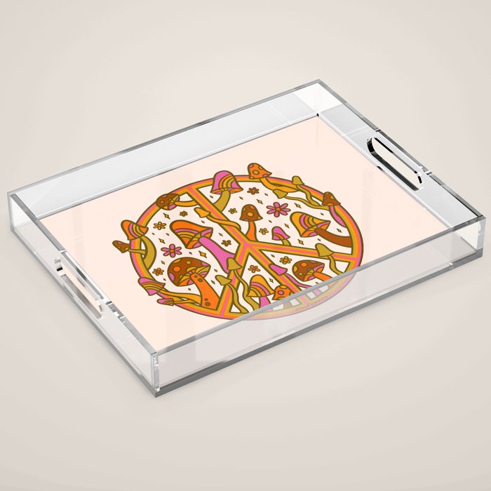 Mushroom Peace Sign Acrylic Tray Gallery Image 1