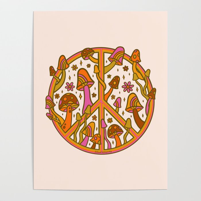 Mushroom Peace Sign Poster Gallery Image 1