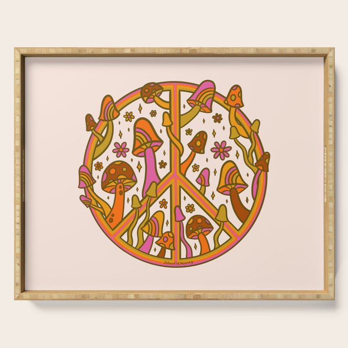 Mushroom Peace Sign Serving Tray Gallery Image 1