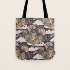 Fox Cubs in Moonlit Garden Tote Bag Gallery Image 1