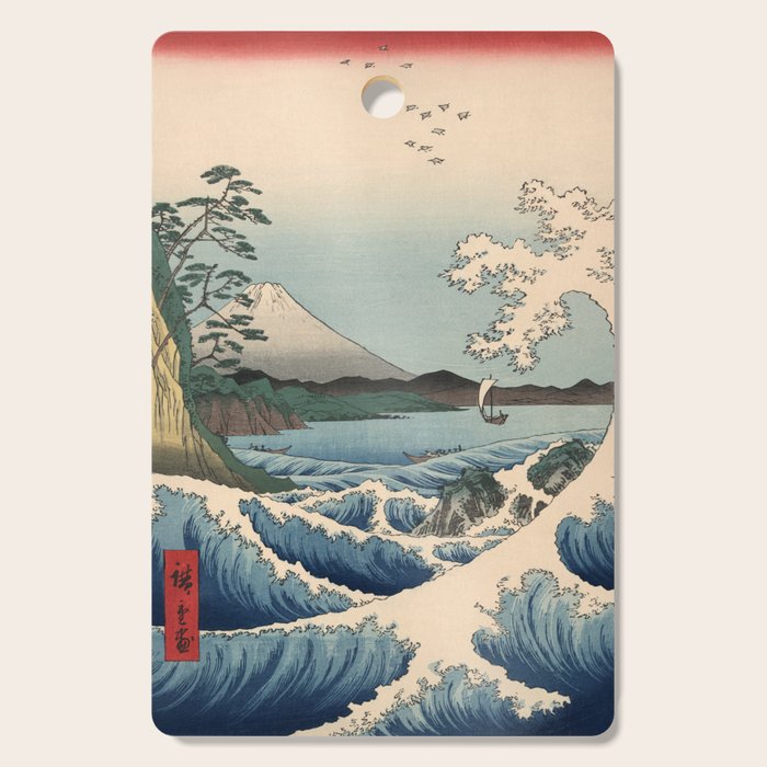 Utagawa Hiroshige - Sea Off Satta, Suruga Province - Vintage Japanese Woodblock Print Art, 1858. Cutting Board Gallery Image 1