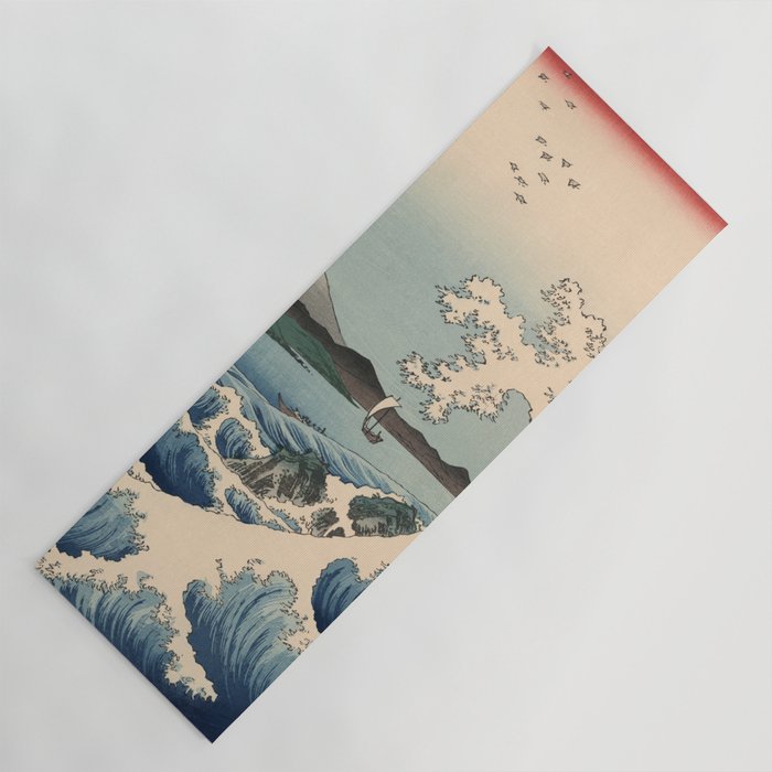 Utagawa Hiroshige - Sea Off Satta, Suruga Province - Vintage Japanese Woodblock Print Art, 1858. Yoga Mat Gallery Image 1