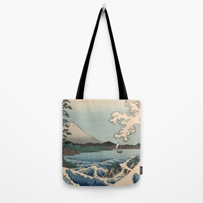 Utagawa Hiroshige - Sea Off Satta, Suruga Province - Vintage Japanese Woodblock Print Art, 1858. Tote Bag Gallery Image 2