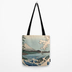 Utagawa Hiroshige - Sea Off Satta, Suruga Province - Vintage Japanese Woodblock Print Art, 1858. Tote Bag Gallery Image 2
