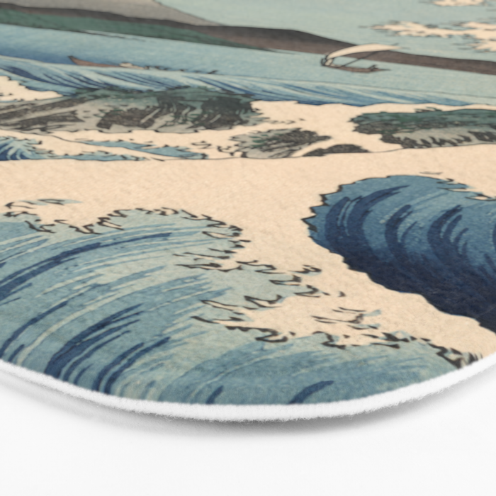 Utagawa Hiroshige - Sea Off Satta, Suruga Province - Vintage Japanese Woodblock Print Art, 1858. Bath Mat Gallery Image 3