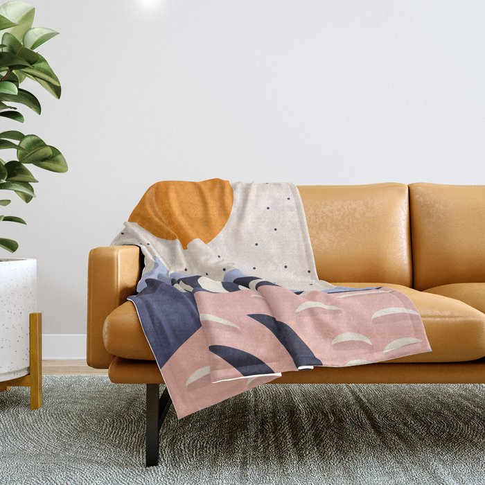  Abstract sunset mountain nature landscape art	 Throw Blanket Gallery Image 1