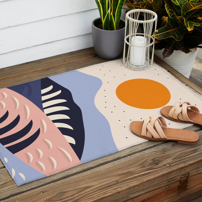  Abstract sunset mountain nature landscape art	 Outdoor Rug Gallery Image 2