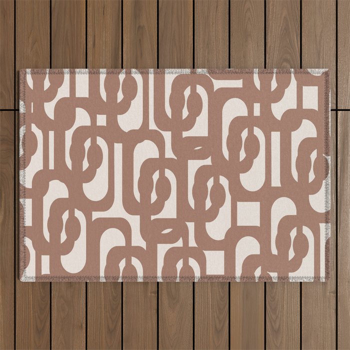 Midcentury Modern Loops Pattern 1 Inspired by PANTONE 17 1230 Mocha Mousse Outdoor Rug Gallery Image 1