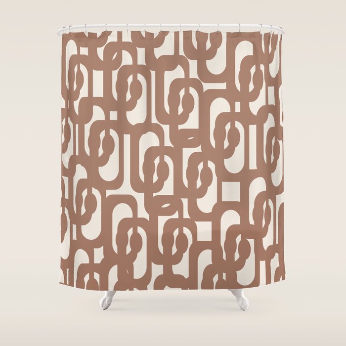 Midcentury Modern Loops Pattern 1 Inspired by PANTONE 17 1230 Mocha Mousse Shower Curtain Gallery Image 1