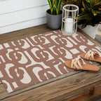 Midcentury Modern Loops Pattern 1 Inspired by PANTONE 17 1230 Mocha Mousse Outdoor Rug Gallery Image 2
