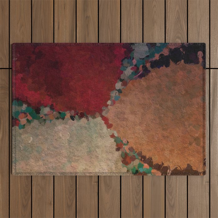 Southwestern Sky red copper ochre green gray Outdoor Rug Gallery Image 1