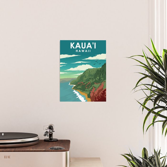 Kauai Hawaii Vintage Minimal Retro Travel Poster Poster Gallery Image 2