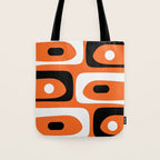 Mid Century Modern Piquet Retro Abstract Pattern Orange Black White Tote Bag Gallery Image 1