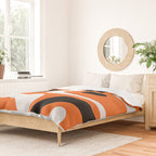 Mid Century Modern Piquet Retro Abstract Pattern Orange Black White Duvet Cover Gallery Image 2