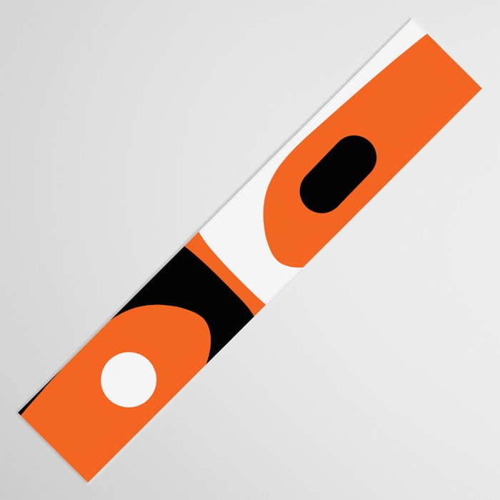 Mid Century Modern Piquet Retro Abstract Pattern Orange Black White Table Runner Gallery Image 3
