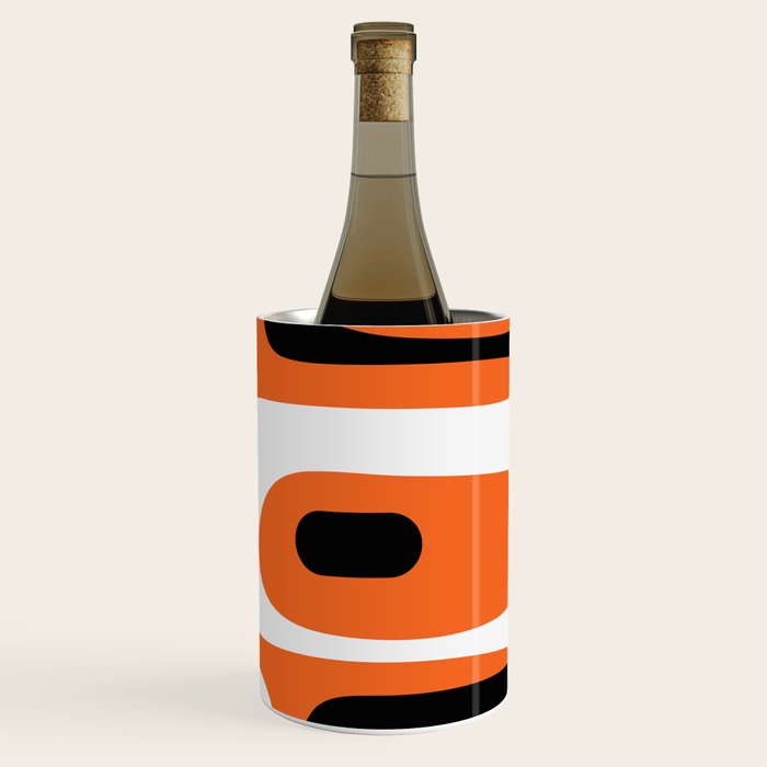 Mid Century Modern Piquet Retro Abstract Pattern Orange Black White Wine Chiller Gallery Image 3