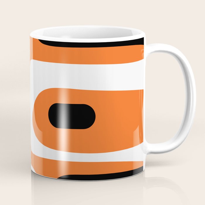 Mid Century Modern Piquet Retro Abstract Pattern Orange Black White Coffee Mug Gallery Image 1