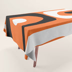Mid Century Modern Piquet Retro Abstract Pattern Orange Black White Tablecloth Gallery Image 1