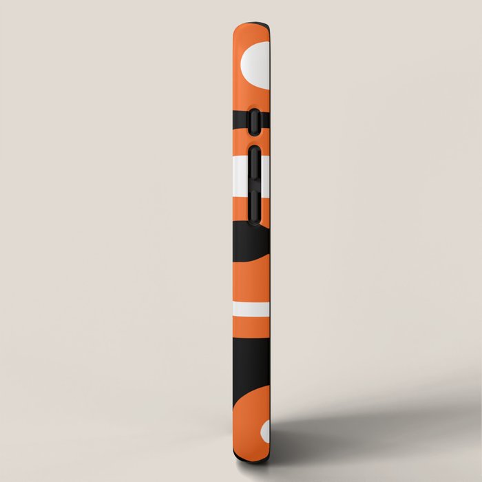 Mid Century Modern Piquet Retro Abstract Pattern Orange Black White iPhone Case Gallery Image 2
