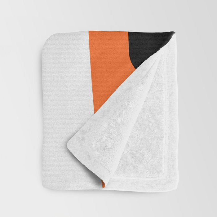Mid Century Modern Piquet Retro Abstract Pattern Orange Black White Throw Blanket Gallery Image 3