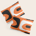 Mid Century Modern Piquet Retro Abstract Pattern Orange Black White Pillow Sham Gallery Image 3