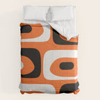 Mid Century Modern Piquet Retro Abstract Pattern Orange Black White Comforter Gallery Image 6