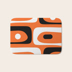 Mid Century Modern Piquet Retro Abstract Pattern Orange Black White Bath Mat Gallery Image 1