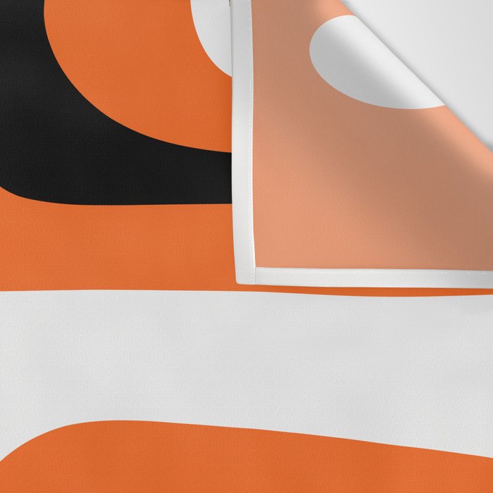 Mid Century Modern Piquet Retro Abstract Pattern Orange Black White Wall Tapestry Gallery Image 3