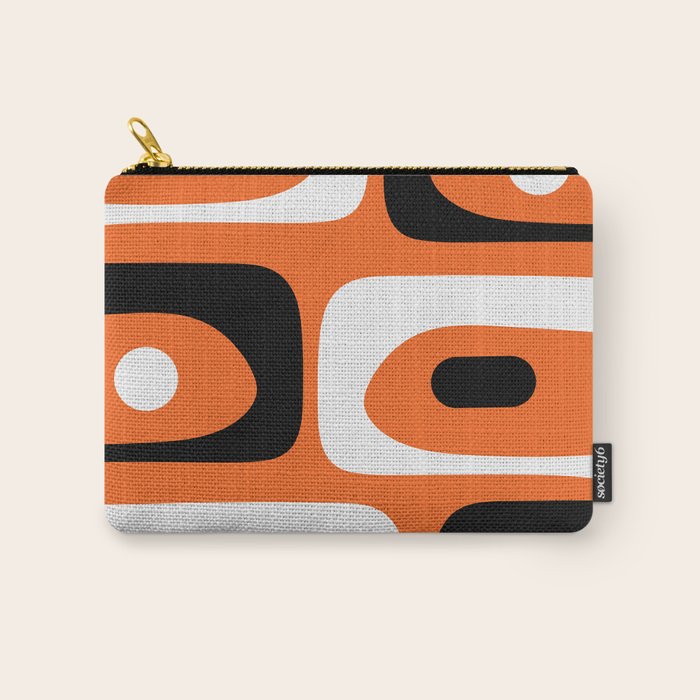 Mid Century Modern Piquet Retro Abstract Pattern Orange Black White Carry All Pouch Gallery Image 1