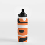 Mid Century Modern Piquet Retro Abstract Pattern Orange Black White Water Bottle Gallery Image 2