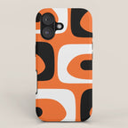 Mid Century Modern Piquet Retro Abstract Pattern Orange Black White iPhone Case Gallery Image 1