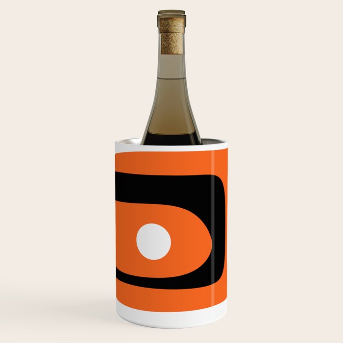 Mid Century Modern Piquet Retro Abstract Pattern Orange Black White Wine Chiller Gallery Image 2