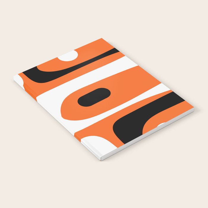 Mid Century Modern Piquet Retro Abstract Pattern Orange Black White Notebook Gallery Image 2