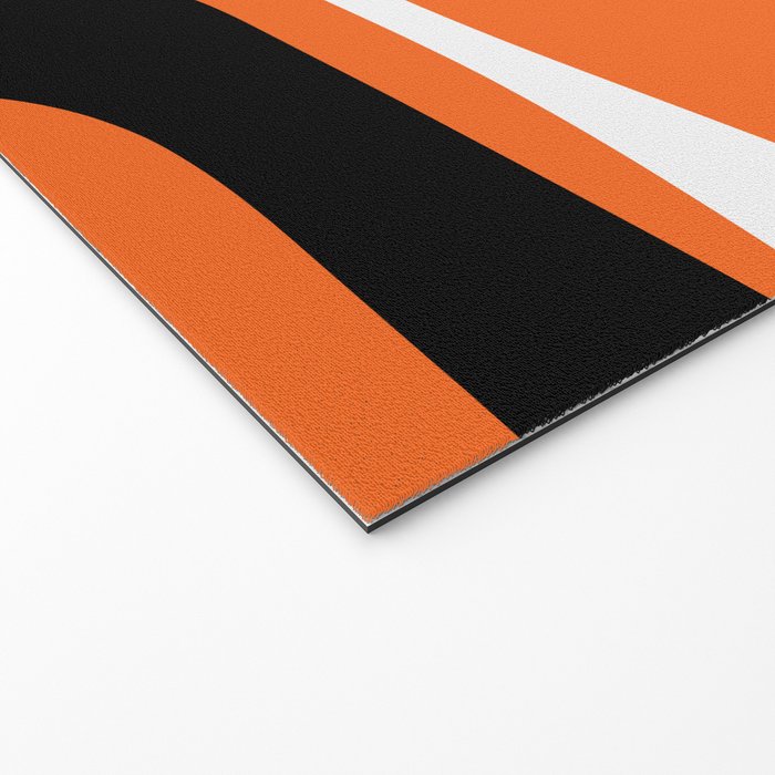 Mid Century Modern Piquet Retro Abstract Pattern Orange Black White Welcome Mat Gallery Image 2