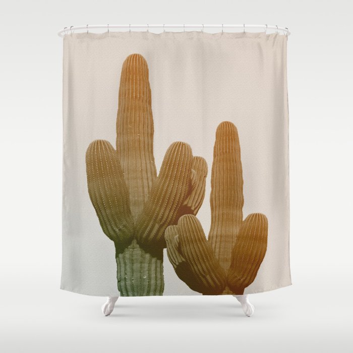 Boho Cactus Photography Shower Curtain Gallery Image 1