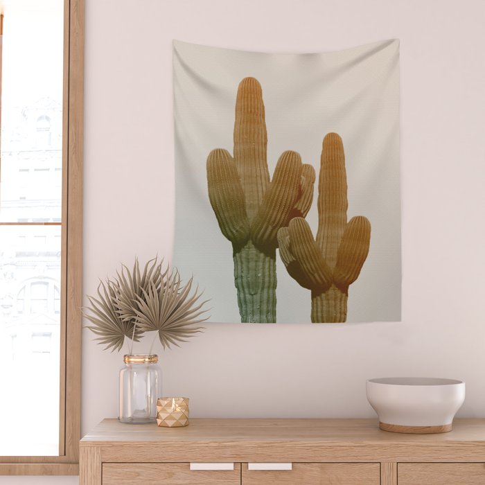 Boho Cactus Photography Wall Tapestry Gallery Image 2