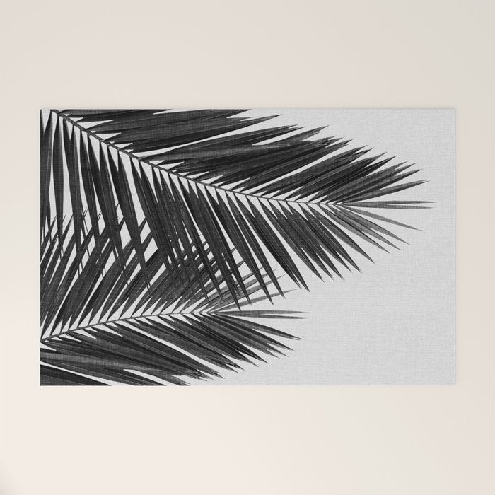 Palm Leaf Black & White II Welcome Mat Gallery Image 1