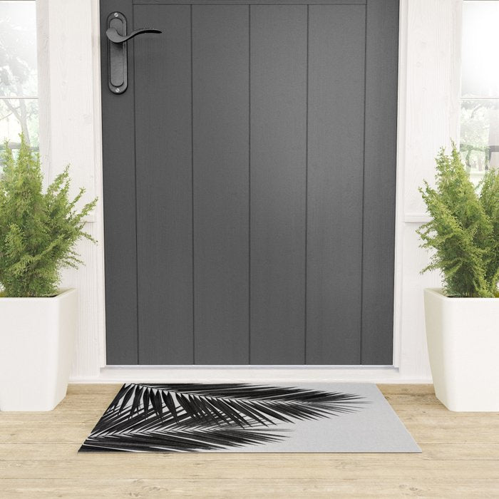 Palm Leaf Black & White II Welcome Mat Gallery Image 3