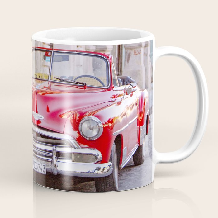 Vintage Red Car, Havana Travel Photography Coffee Mug Gallery Image 1