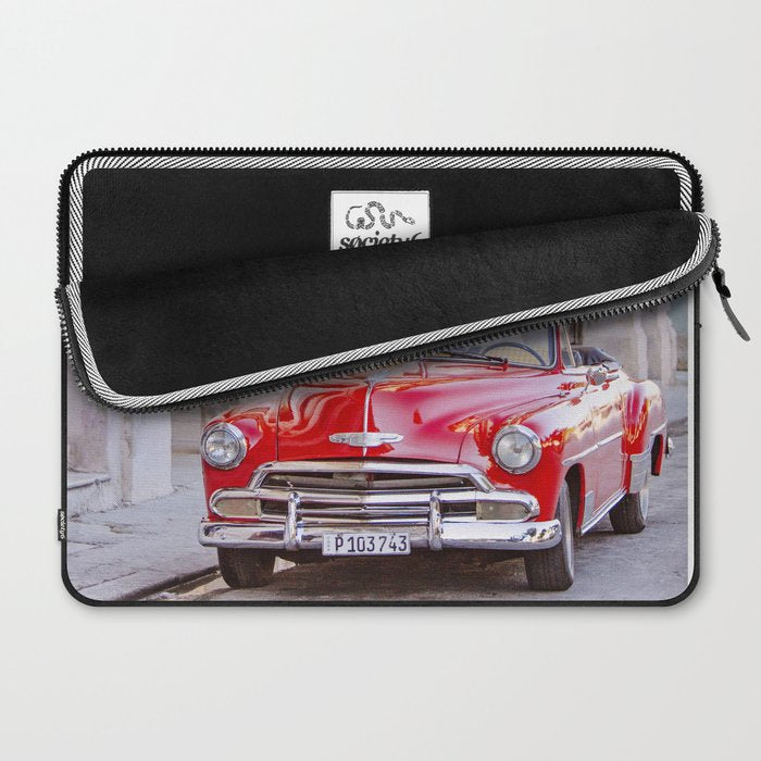 Vintage Red Car, Havana Travel Photography Laptop Sleeve Gallery Image 2