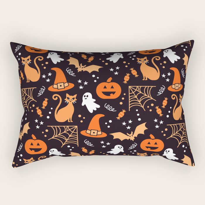 Halloween party illustrations orange, black Rectangular Pillow Gallery Image 2