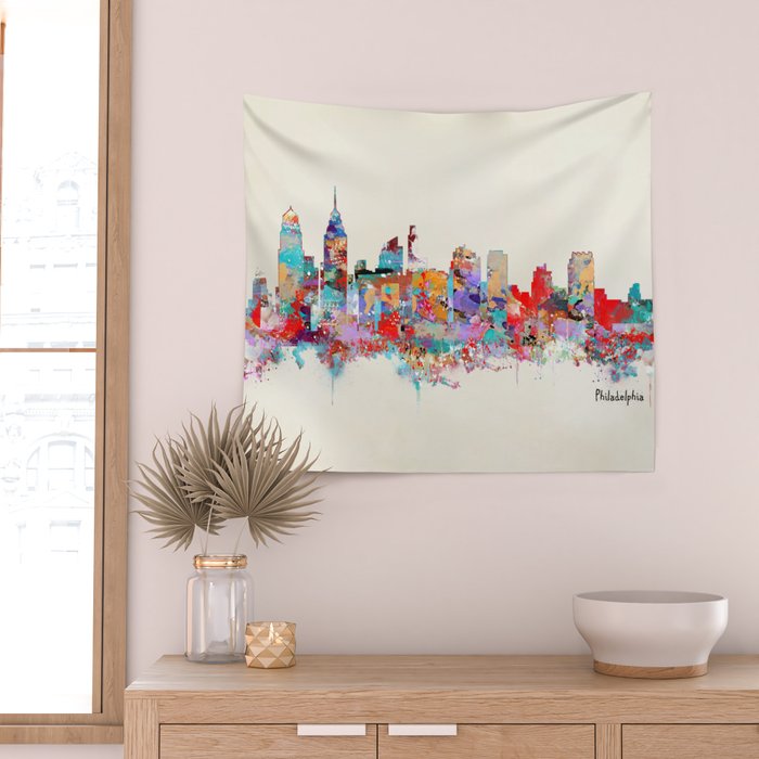 Philadelphia Pennsylvania skyline Wall Tapestry Gallery Image 2