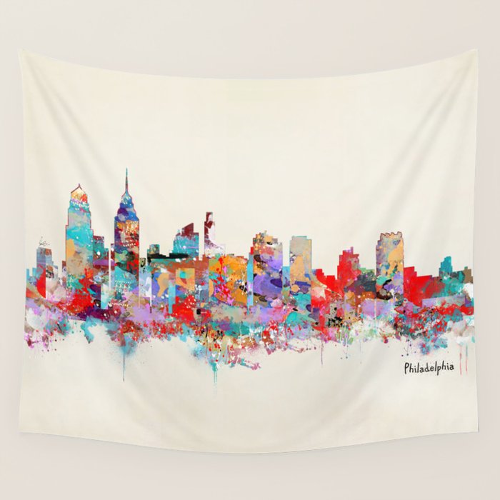 Philadelphia Pennsylvania skyline Wall Tapestry Gallery Image 4