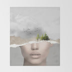 minimal collage /silence2 Throw Blanket Gallery Image 2