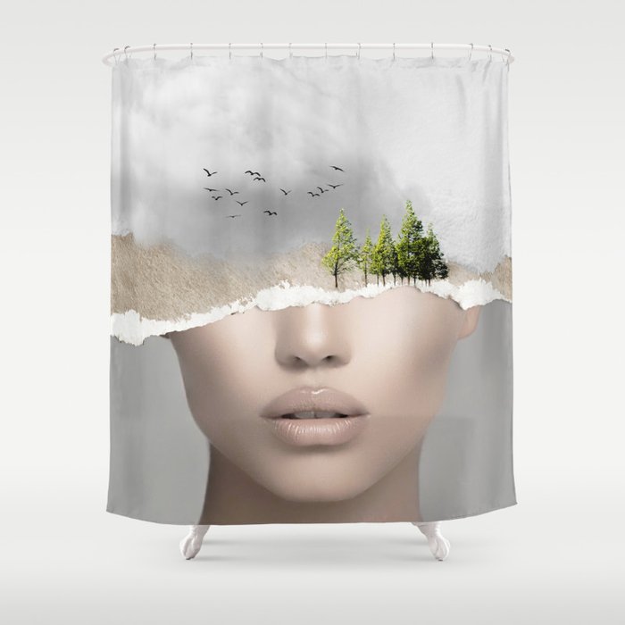 minimal collage /silence2 Shower Curtain Gallery Image 1