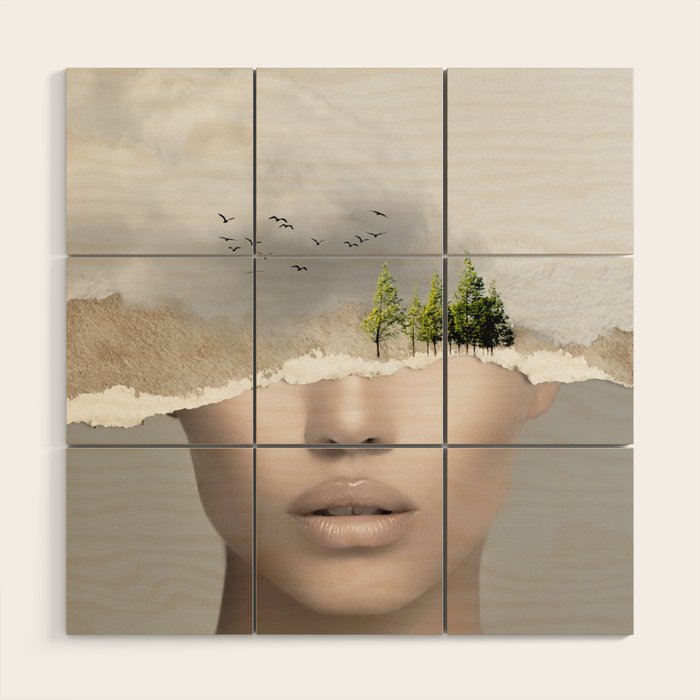 minimal collage /silence2 Wood Wall Art Gallery Image 1